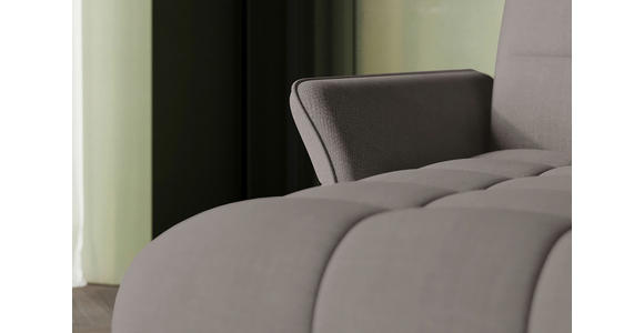 ECKSOFA Taupe Flachgewebe Rücken echt, Kopfteilverstellung, Sitztiefenverstellung  - Taupe/Schwarz, KONVENTIONELL, Textil/Metall (175/272cm) - Carryhome