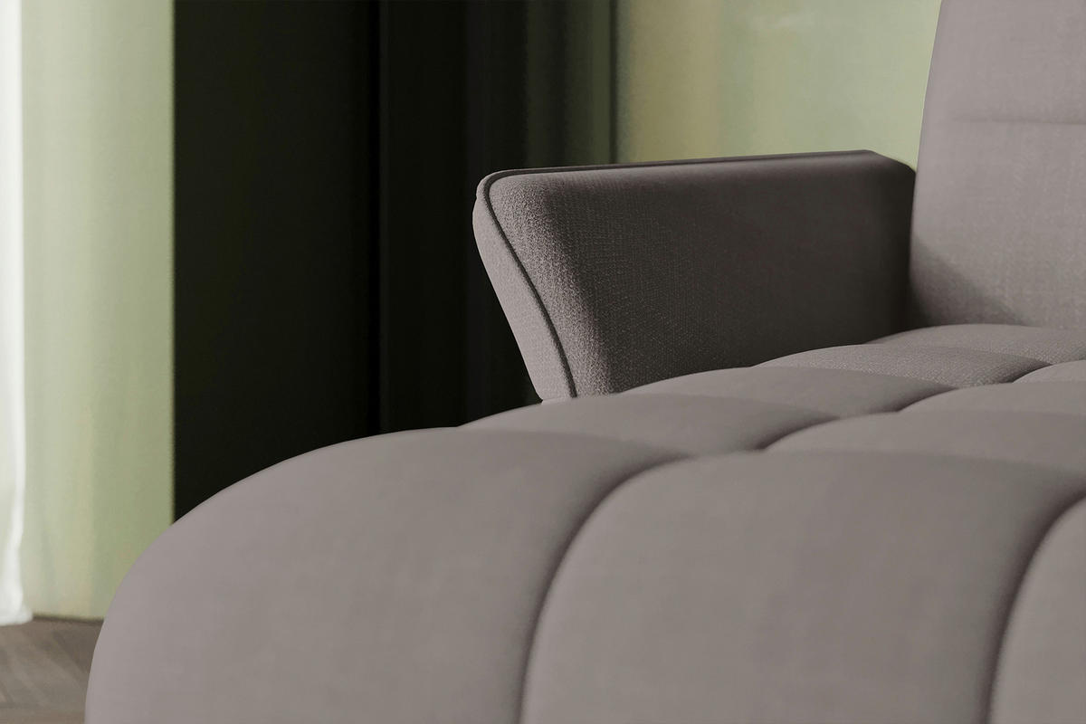 ECKSOFA Taupe Flachgewebe Rücken echt, Kopfteilverstellung, Sitztiefenverstellung  - Taupe/Schwarz, KONVENTIONELL, Textil/Metall (175/272cm) - Carryhome