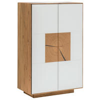 SCHUHSCHRANK Asteiche massiv Weiß, Eichefarben  - Eichefarben/Weiß, MODERN, Glas/Holz (72/112/37cm) - Linea Natura