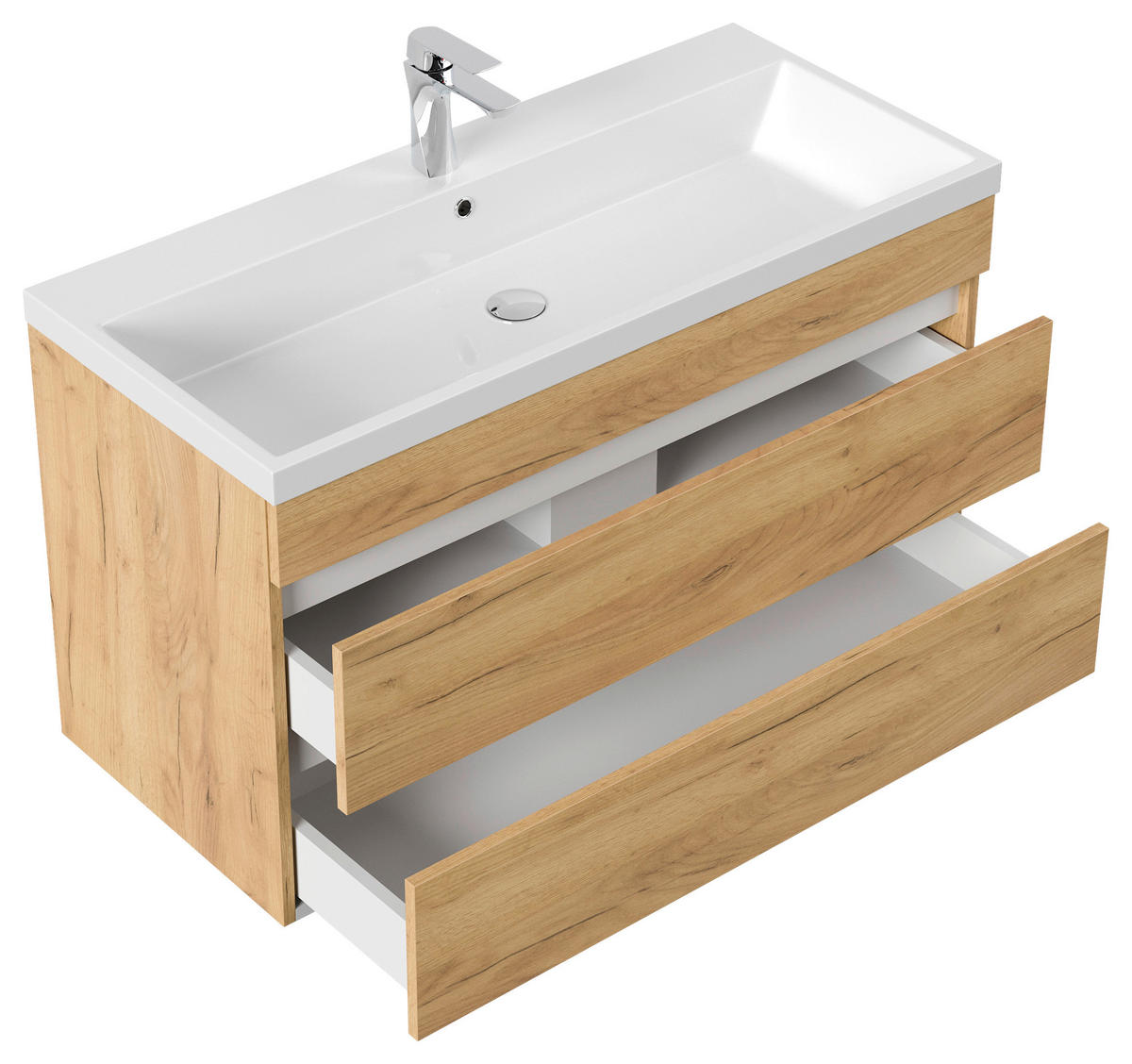 WASCHTISCHKOMBI 100 cm  - Eichefarben/Weiß, Basics, Holzwerkstoff (100cm) - MID.YOU