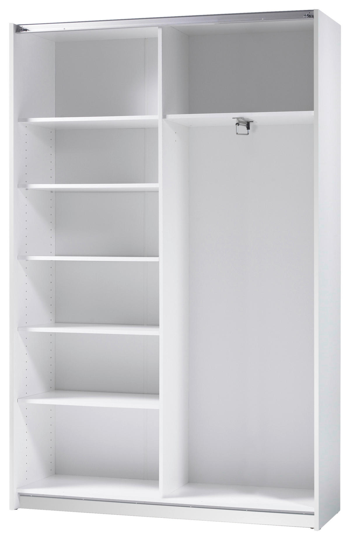 SCHWEBETÜRENSCHRANK 125/195,5/38 cm 2-türig Weiß  - Alufarben/Weiß, KONVENTIONELL, Holzwerkstoff (125/195,5/38cm) - P & B
