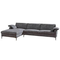 ECKSOFA in Webstoff Grau  - Schwarz/Grau, Design, Textil/Metall (176/296cm) - Chilliano