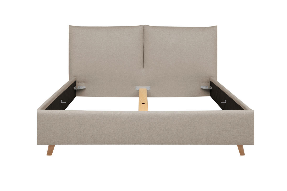 POLSTERBETT 180/200 cm,  in Beige,  - Eichefarben/Beige, KONVENTIONELL, Holz/Textil (180/200cm) - Tempur