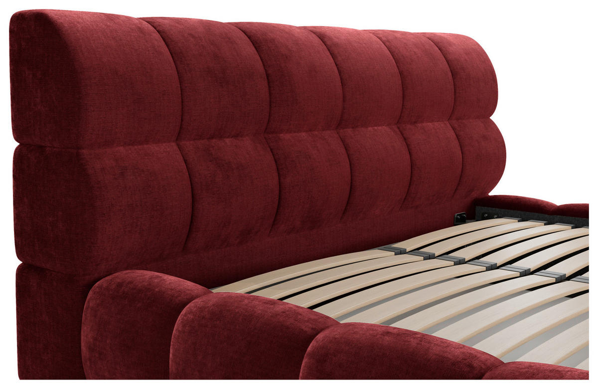 POLSTERBETT 180/200 cm,  in Rot, Lattenrost, Bettkasten,  - Rot/Schwarz, Design, Holz/Textil (180/200cm) - Chameo