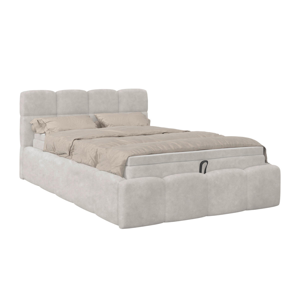 POLSTERBETT 140/200 cm,  in Creme, Matratze, Bettkasten, H3 = fest  - Creme/Schwarz, Trend, Kunststoff/Textil (140/200cm)