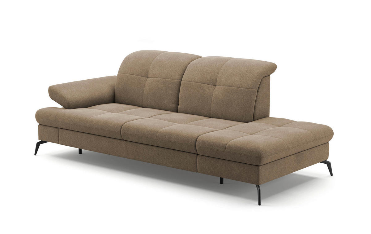 RÉCAMIERE in Flachgewebe Hellbraun  - Hellbraun/Schwarz, Konventionell, Textil/Metall (231/90/122cm) - Sit & More