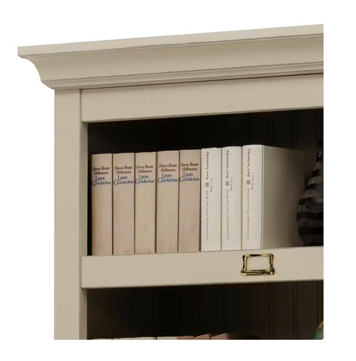 REGAL Pinie massiv Elfenbein  - Elfenbein/Bronzefarben, LIFESTYLE, Holz/Metall (117/238,5/46,5cm) - Livetastic