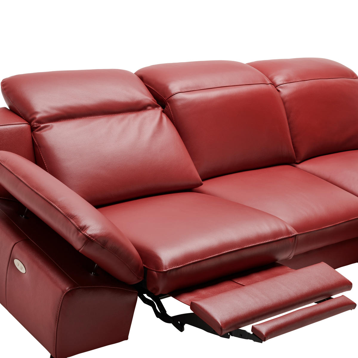 SAROKKANAPÉ bőr piros  - fekete/piros, Design, bőr/fém (286/183cm) - Celina Home