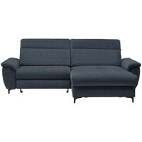 ECKSOFA in Chenille Dunkelblau  - Schwarz/Dunkelblau, Design, Textil/Metall (185/256cm) - Stylife