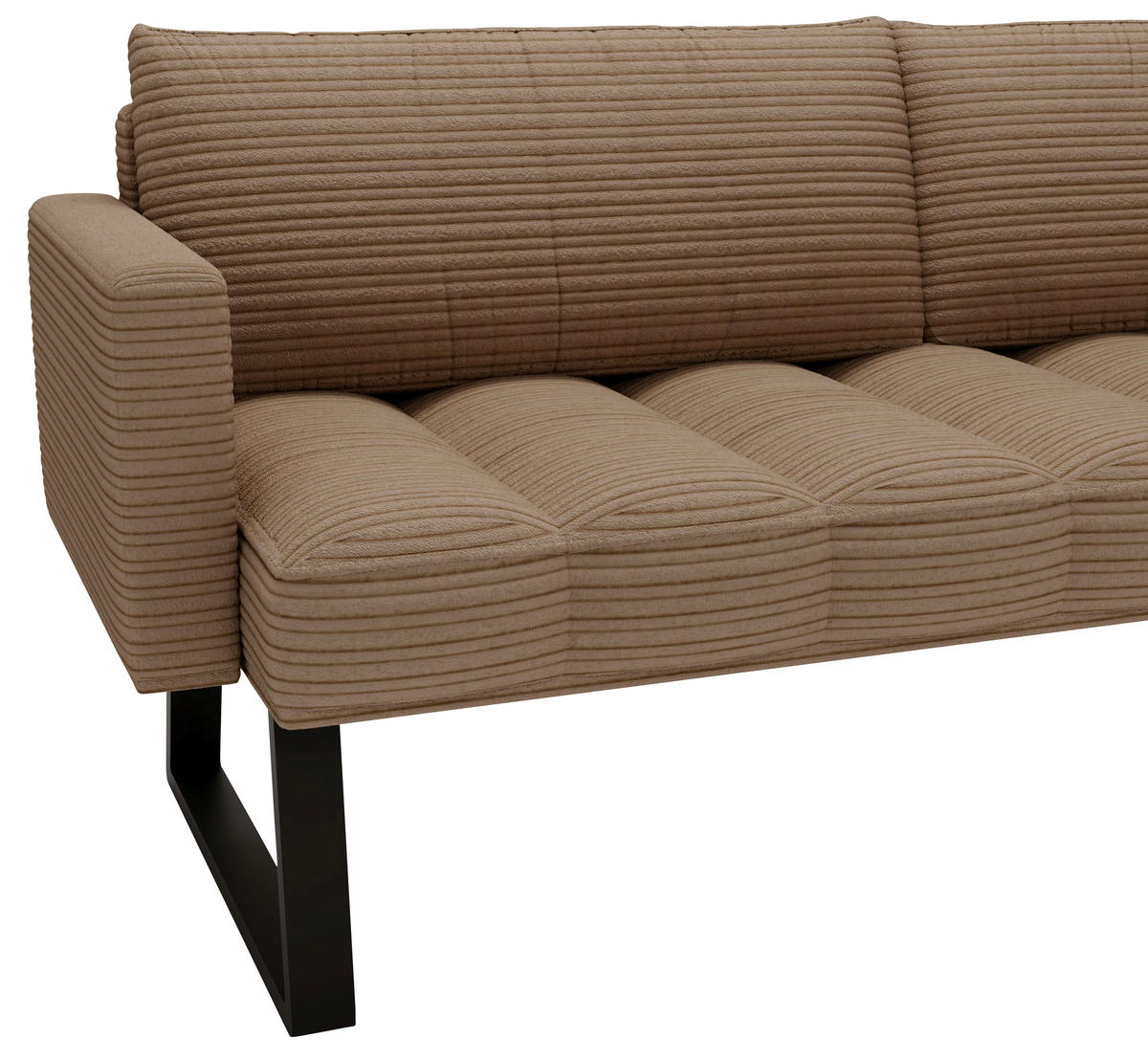SITZBANK 200/88/69 cm Struktur Braun Metall  - Schwarz/Braun, Design, Textil/Metall (200/88/69cm) - Valdera