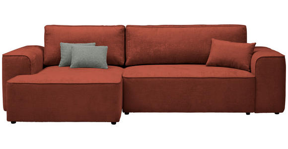 ECKSOFA in Plüsch Rostfarben  - Rostfarben/Blaugrau, Design, Kunststoff/Textil (152/288cm) - Xora