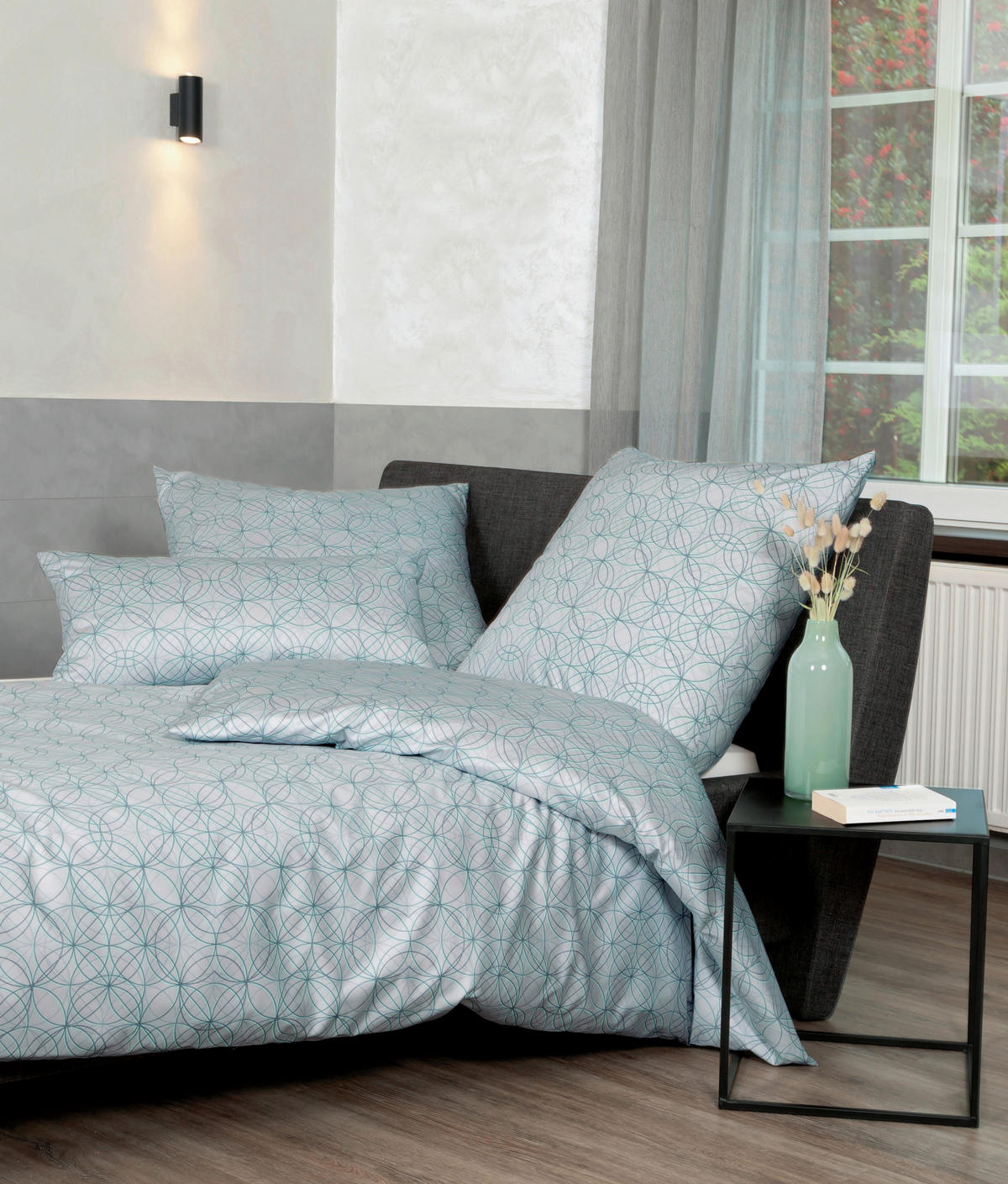 BETTWÄSCHE Milano Makosatin 135/200 cm  - Grau/Grün, Basics, Textil (135/200cm) - Janine