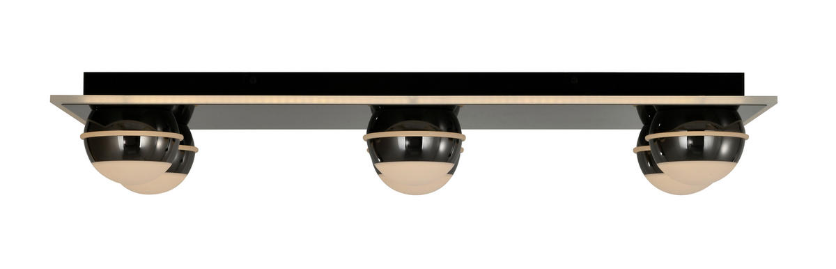 LED-DECKENLEUCHTE Biarritz 74/32/12,5 cm  - Schwarzchrom, Design, Kunststoff/Metall (74/32/12,5cm)