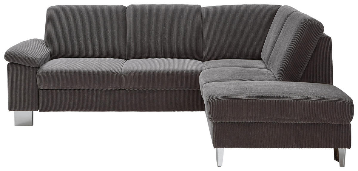 ECKSOFA  in Cord Anthrazit  248/200 cm  - Edelstahlfarben/Anthrazit, KONVENTIONELL, Textil/Metall (248/200cm) - Beldomo System