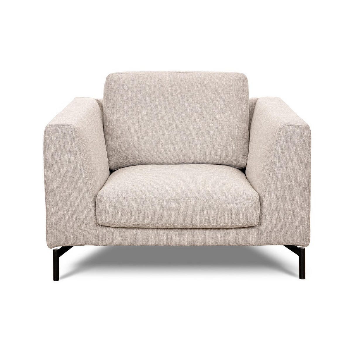 FÅTÖLJ i trä, textil beige  - beige/svart, Basics, metall/trä (115/84/100cm) - Pure Home Comfort