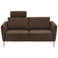2-SITZER-SOFA  in Echtleder Braun   - Eichefarben/Beige, Natur, Leder/Holz (182/86/87cm) - Valnatura