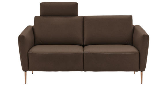 2-SITZER-SOFA  in Echtleder Braun   - Eichefarben/Beige, Natur, Leder/Holz (182/86/87cm) - Valnatura
