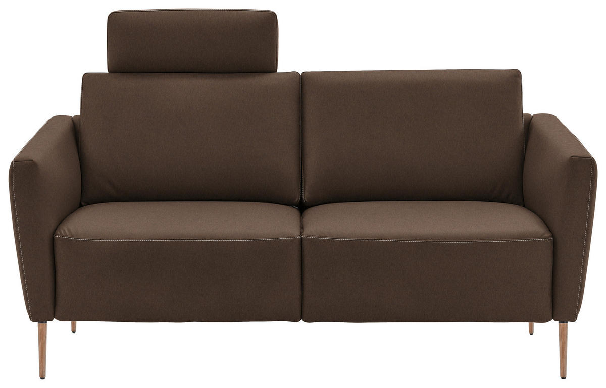 2-SITZER-SOFA  in Echtleder Braun   - Eichefarben/Beige, Natur, Leder/Holz (182/86/87cm) - Valnatura