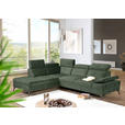 ECKSOFA Dunkelgrün Flachgewebe Rücken echt, Kopfteilverstellung, Sitzvorzug  - Dunkelgrün/Schwarz, MODERN, Textil/Metall (210/258cm) - Landscape
