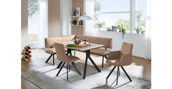 ECKBANK 150/190 cm in Schwarz, Beige - Beige/Schwarz, MODERN, Textil/Metall (150/190cm) - Cantus