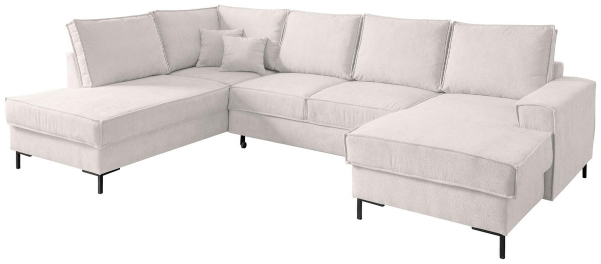 SJEDEĆA GARNITURA tekstil  bež   - bež/crna, Moderno, tekstil/metal (198/309/150cm) - MID.YOU