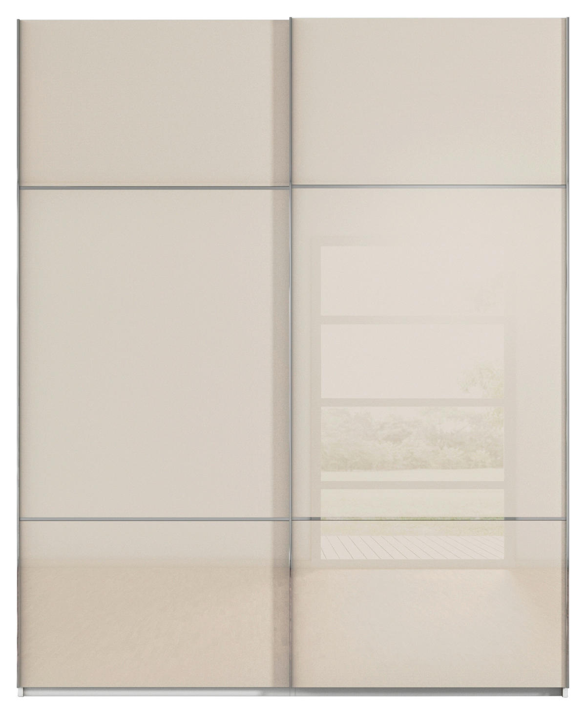 SCHWEBETÜRENSCHRANK in Weiss, Champagner  - Chromfarben/Weiss, Konventionell, Glas/Holzwerkstoff (162/223/68cm) - Novel