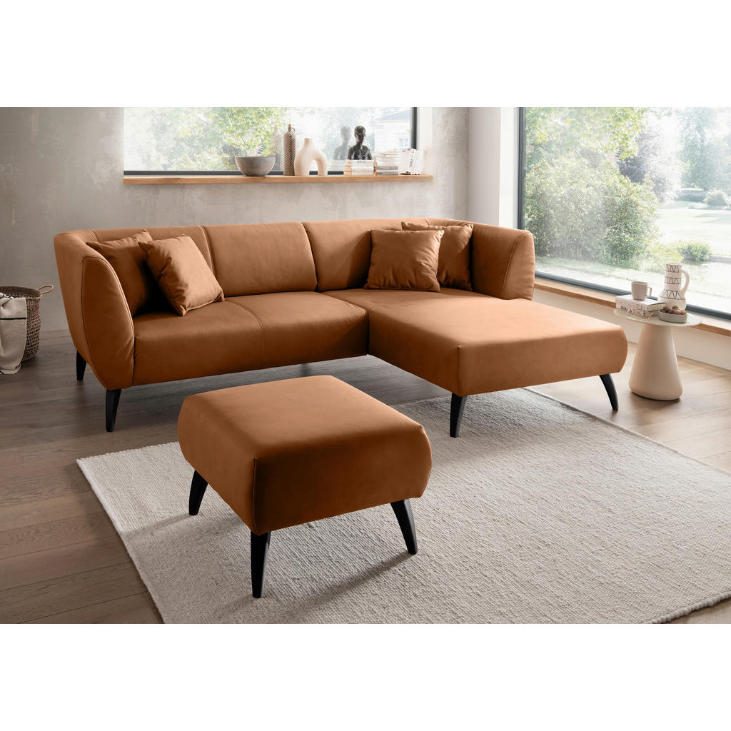 Thumbnail - Livetastic Ecksofa, Cognac, Textil, Buche, Uni, 4-Sitzer, Füllung: Schaumstoff, Ottomane rechts, L-Form, 264x160 cm, Mad...