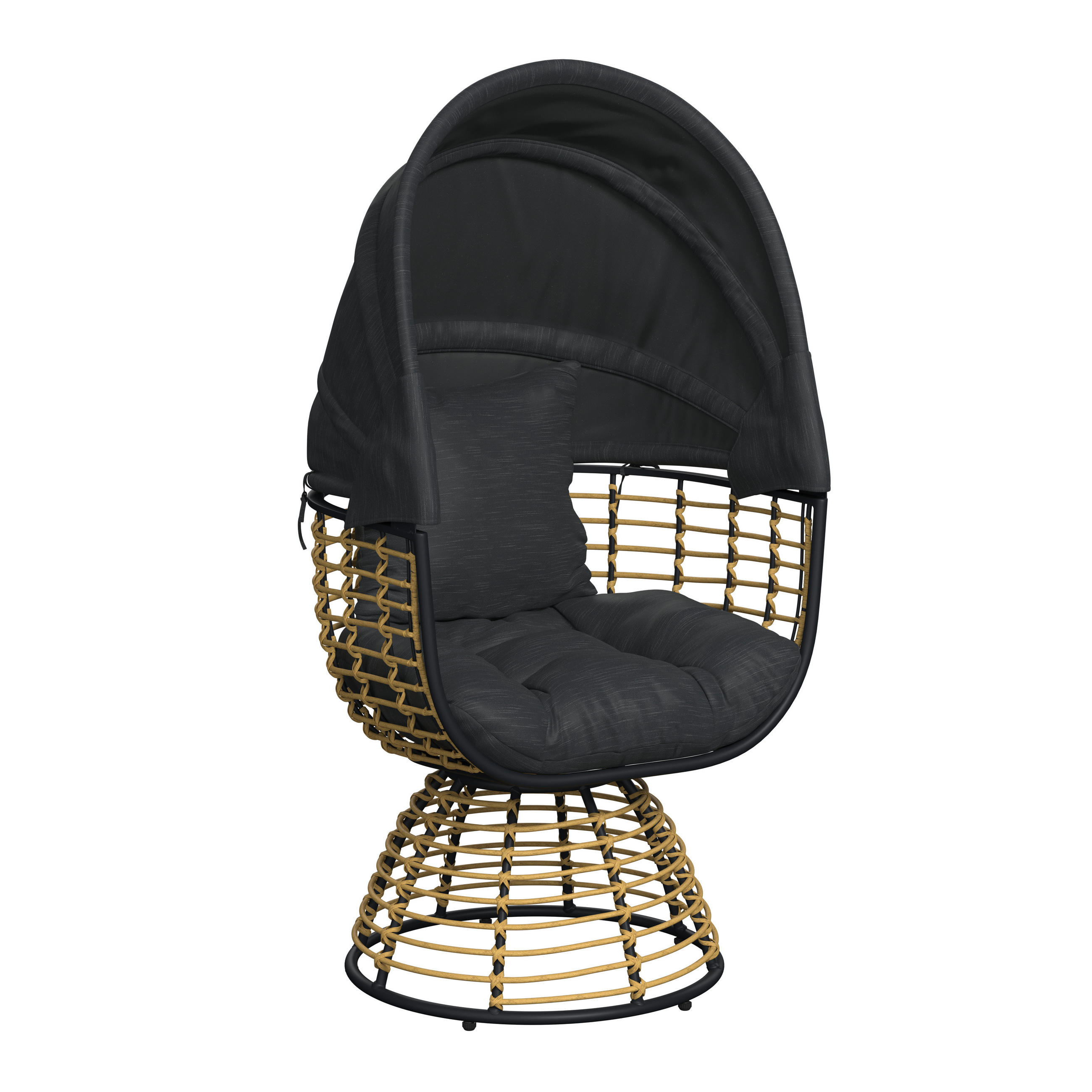 GARTENMUSCHEL 80,5/73/160 cm Stahl  - Schwarz/Naturfarben, Basics, Kunststoff/Textil (80,5/73/160cm) - Ambia Garden