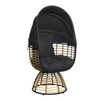 GARTENMUSCHEL 80,5/73/160 cm Stahl  - Schwarz/Naturfarben, Basics, Kunststoff/Textil (80,5/73/160cm) - Ambia Garden