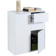 KOMMODE , 72/87/35,3 cm, 2 Schublade(n)  - Weiß Hochglanz/Schwarz, Design, Holzwerkstoff/Kunststoff (72/87/35,3cm) - Carryhome