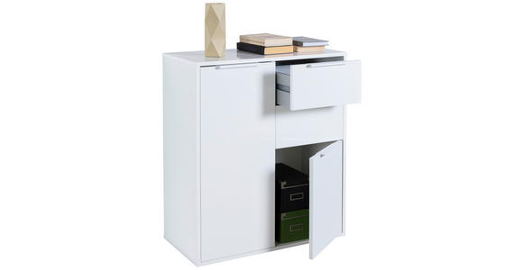 KOMMODE , 72/87/35,3 cm, 2 Schublade(n)  - Weiß Hochglanz/Schwarz, Design, Holzwerkstoff/Kunststoff (72/87/35,3cm) - Carryhome