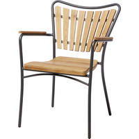 GARTENSTUHL Teakholz Anthrazit, Teakfarben  - Anthrazit/Teakfarben, KONVENTIONELL, Holz/Metall (58,5/78/56,5cm) - Gardenson