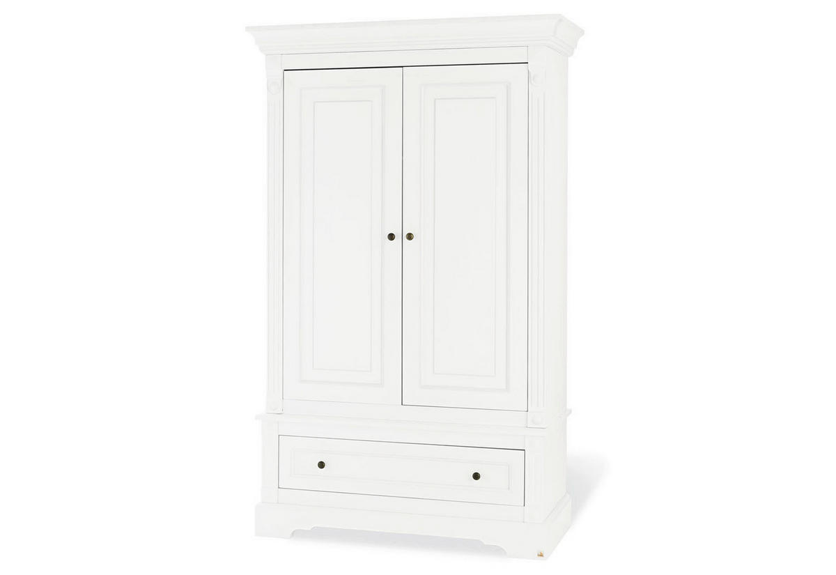 BABYKLEIDERSCHRANK PINOLINO EMILIA Weiß  - Anthrazit/Weiß, ROMANTIK / LANDHAUS, Holzwerkstoff/Metall (128/208/58cm) - Pinolino