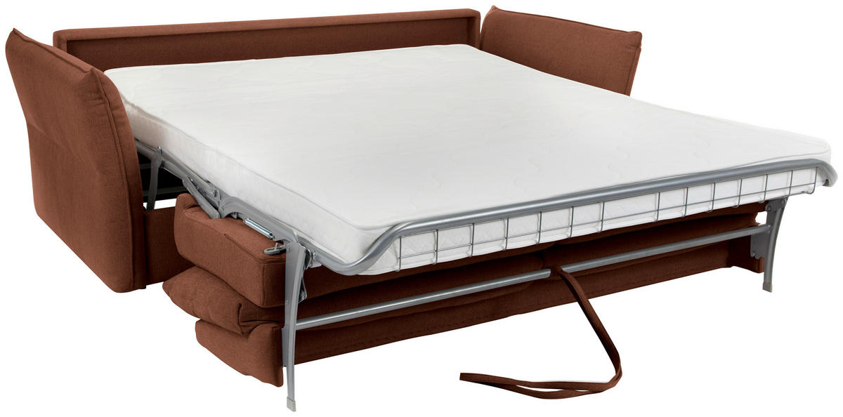 SCHLAFSOFA Webstoff Rostfarben  - Rostfarben/Schwarz, KONVENTIONELL, Kunststoff/Textil (220/89/104cm) - Carryhome