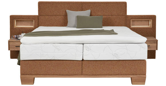 BOXSPRINGBETT 160/200 cm in Orange, Eichefarben - Eichefarben/Orange, Natur, Holz/Textil (160/200cm) - Valnatura