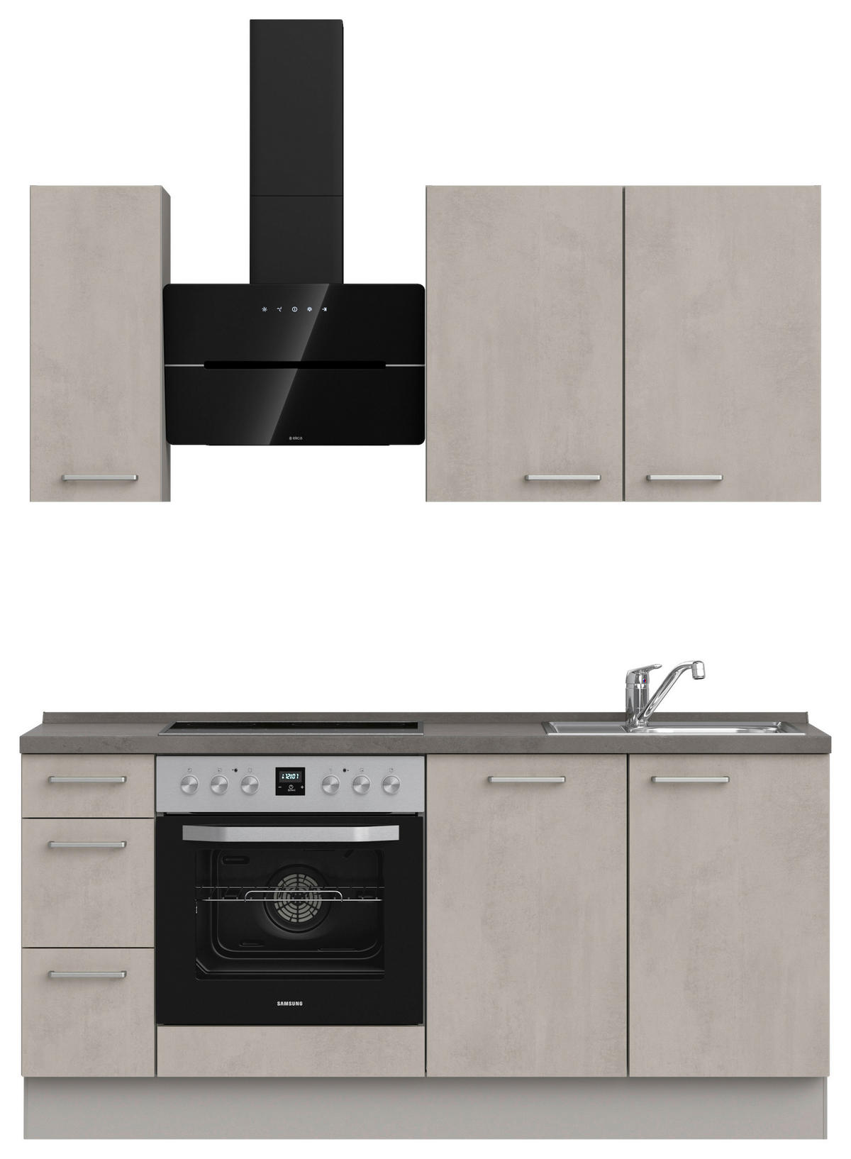 KÜCHENBLOCK 180 cm   in Grau, Schieferfarben  - Schieferfarben/Edelstahlfarben, MODERN, Holzwerkstoff/Metall (180cm) - Nobilia