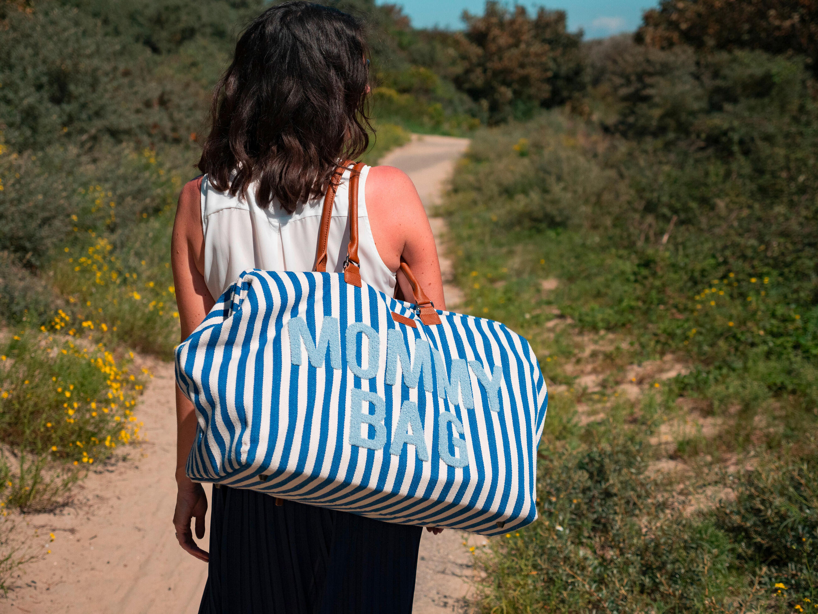 WICKELTASCHE Mommy Bag Blaue Streifen  - Weiß/Grau, KONVENTIONELL, Kunststoff/Textil (55/30/40cm) - Childhome