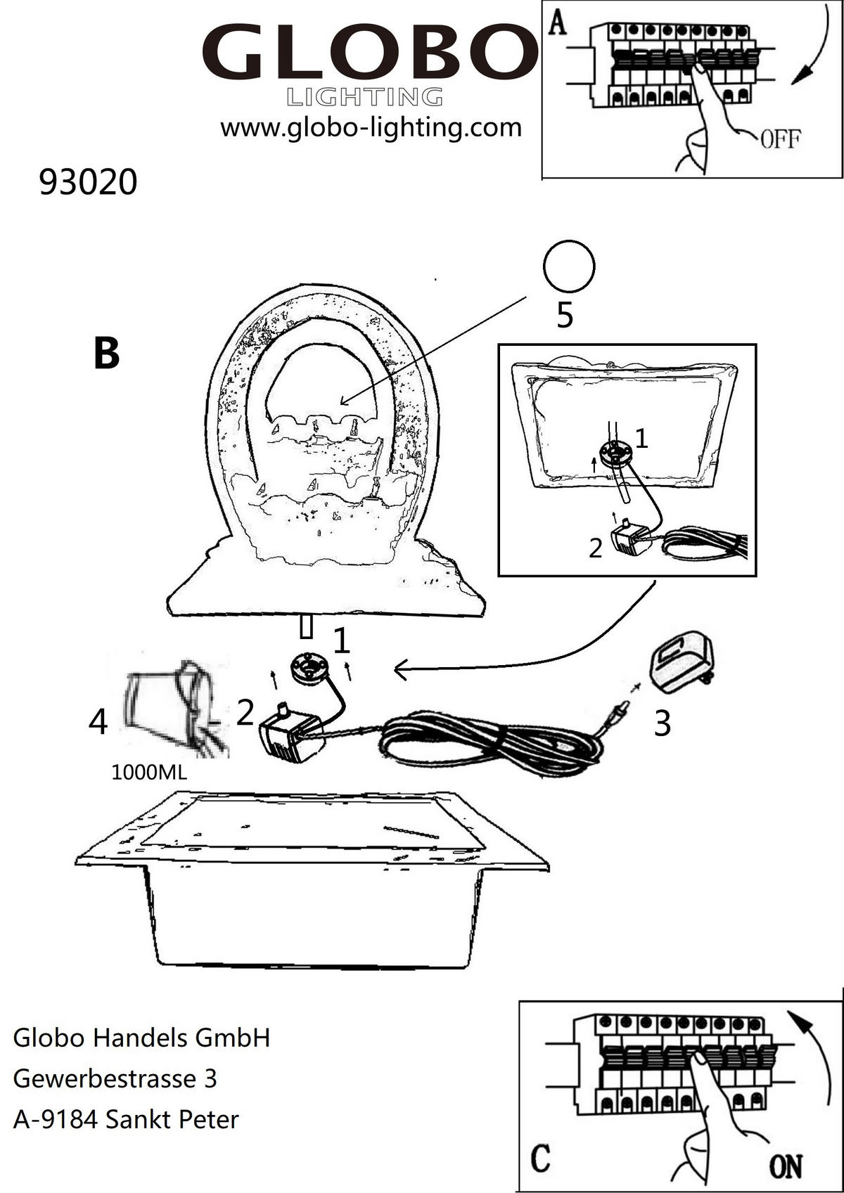 ZIMMERBRUNNEN - Grau, Basics, Kunststoff (21/17,5/25,5cm) - Globo