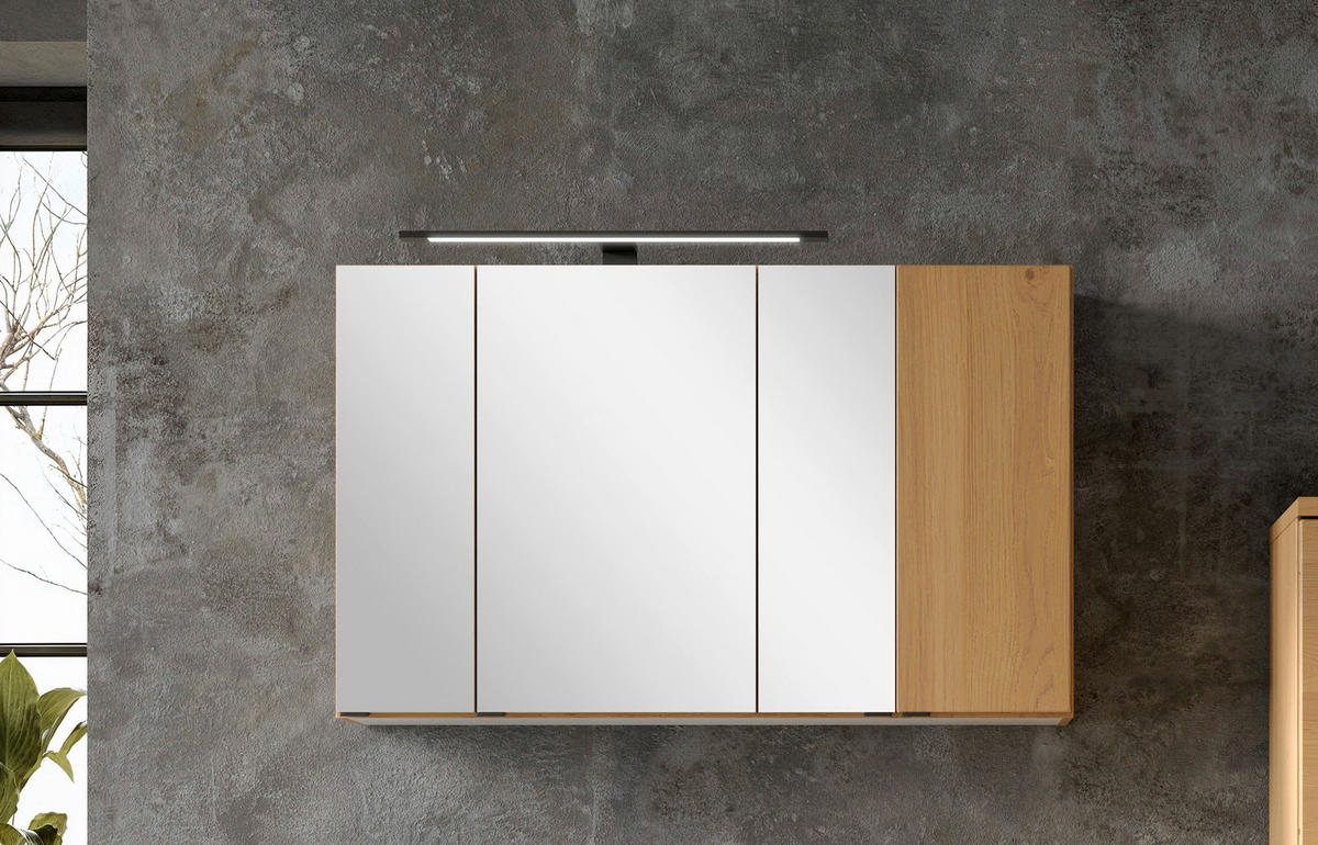 SPIEGELSCHRANK 105/64/20 cm  - Wildeiche/Schwarz, KONVENTIONELL, Glas/Holzwerkstoff (105/64/20cm) - Xora