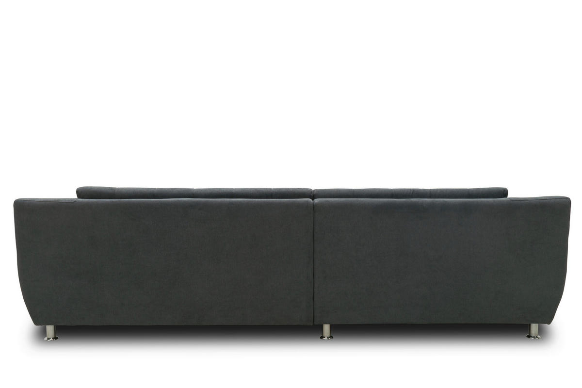 ECKSOFA MORTON Dunkelgrau Mikrofaser  - Chromfarben/Dunkelgrau, MODERN, Textil/Metall (304/200/84cm) - MID.YOU