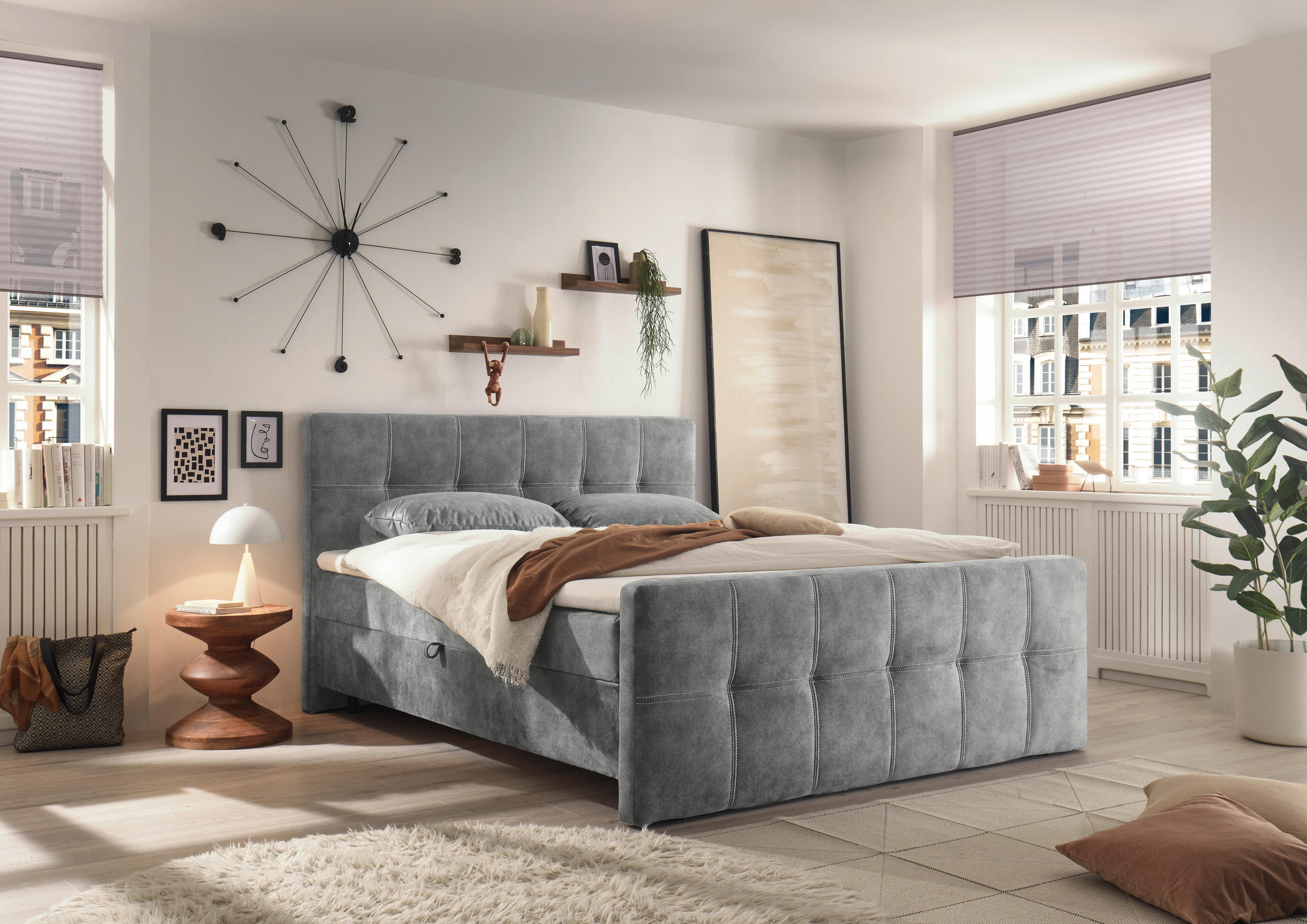 BOXBETT 160/200 cm  in Grau  - Schwarz/Grau, MODERN, Holzwerkstoff/Kunststoff (160/200cm) - MID.YOU
