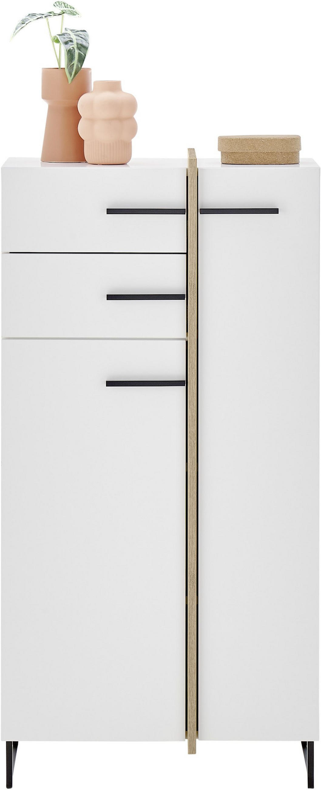 MIDISCHRANK 60/119/35 cm  - Eichefarben/Schwarz, LIFESTYLE, Holzwerkstoff/Kunststoff (60/119/35cm) - home24