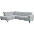 ECKSOFA in Webstoff Hellgrau  216/302 cm  - Hellgrau/Schwarz, Design, Holz/Textil (216/302cm) - Xora