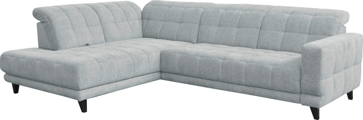 ECKSOFA in Webstoff Hellgrau  - Hellgrau/Schwarz, Design, Holz/Textil (216/302cm) - Xora