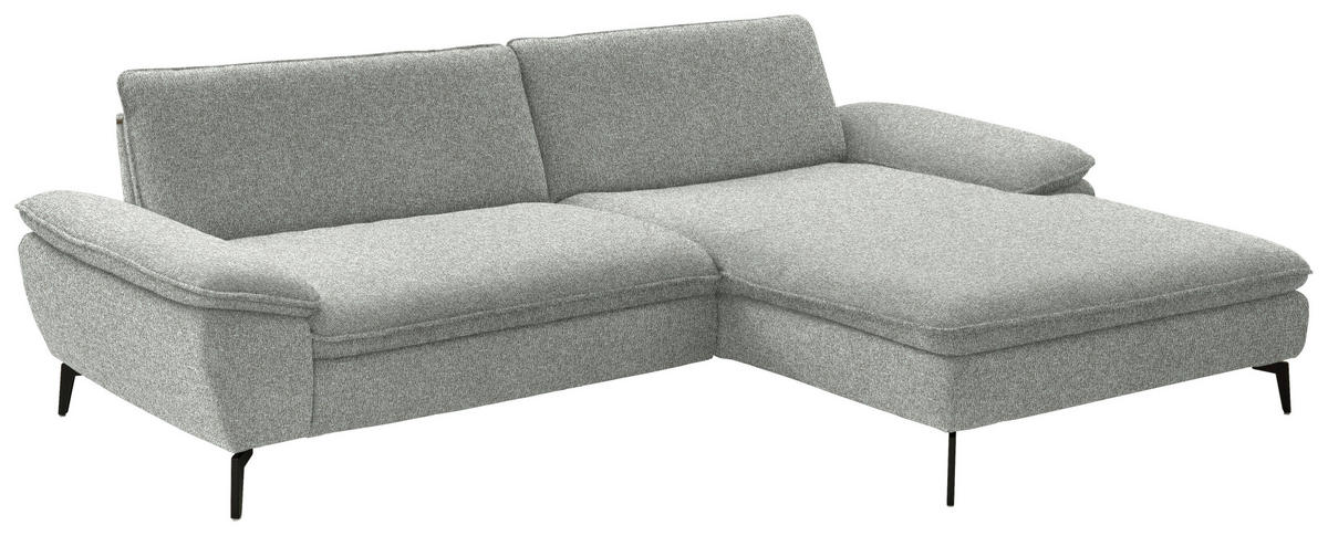 ECKSOFA in Webstoff Hellgrau  - Hellgrau/Schwarz, Design, Textil/Metall (295/197cm) - Valdera