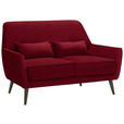 2-SITZER-SOFA  in Mikrofaser Rot  - Rot/Schwarz, Trend, Holz/Textil (135/86/80cm) - Carryhome