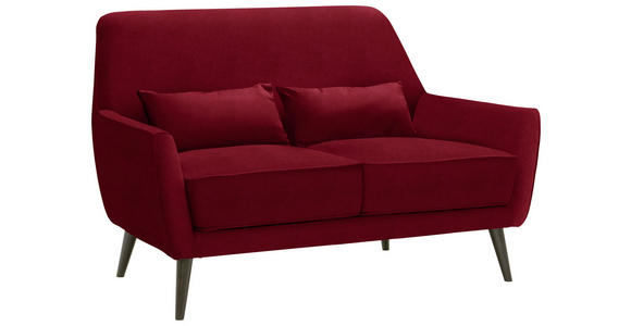 2-SITZER-SOFA  in Mikrofaser Rot  - Rot/Schwarz, Trend, Holz/Textil (135/86/80cm) - Carryhome