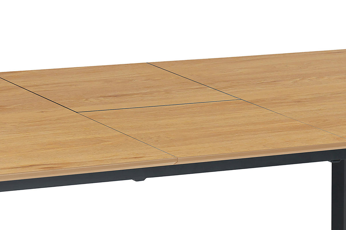 AUSZIEHTISCH Schwarz, Eichefarben rechteckig  ausziehbar  - Eichefarben/Schwarz, Design, Holzwerkstoff/Metall (160-200/90/76cm) - MID.YOU
