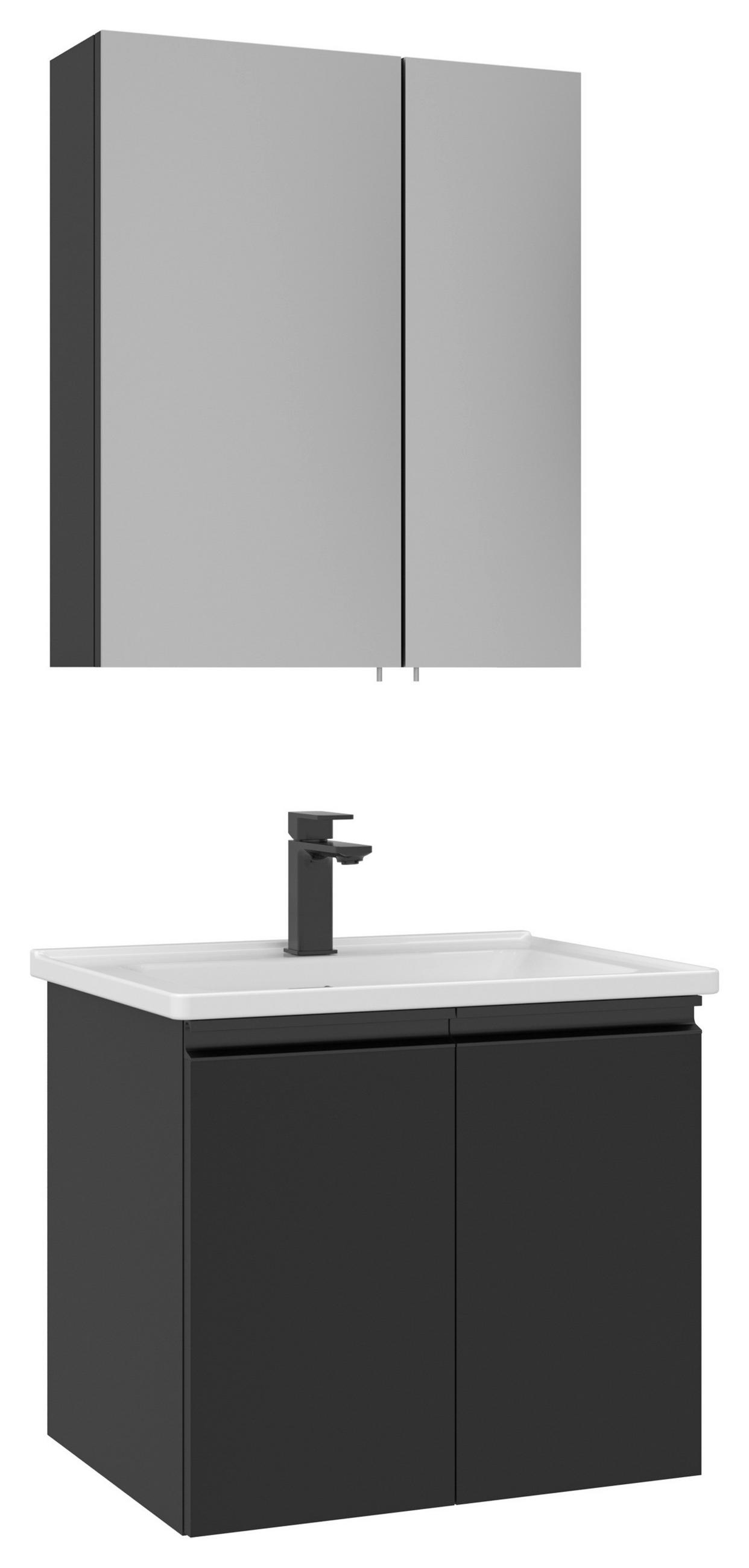 BADEZIMMER 3-teilig  in  - Weiß Hochglanz/Schwarz, MODERN, Glas/Holz (60/119/46cm) - MID.YOU