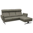 ECKSOFA in Flachgewebe Grün  279-327/176-217 cm  - Schwarz/Grün, Design, Textil/Metall (279-327/176-217cm) - Dieter Knoll